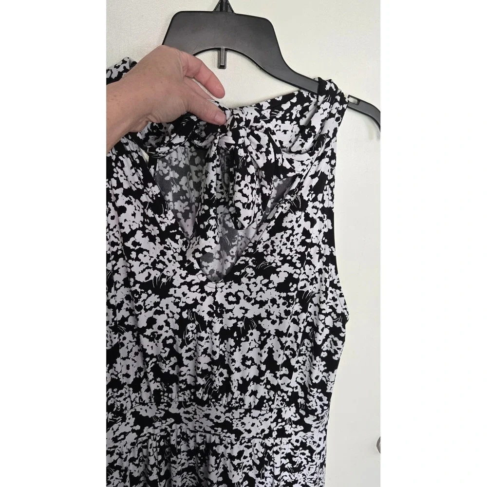 Lane Bryant Black‎ White Floral Maxi Dress Sleeveless Tie Back Size 18/20 NEW